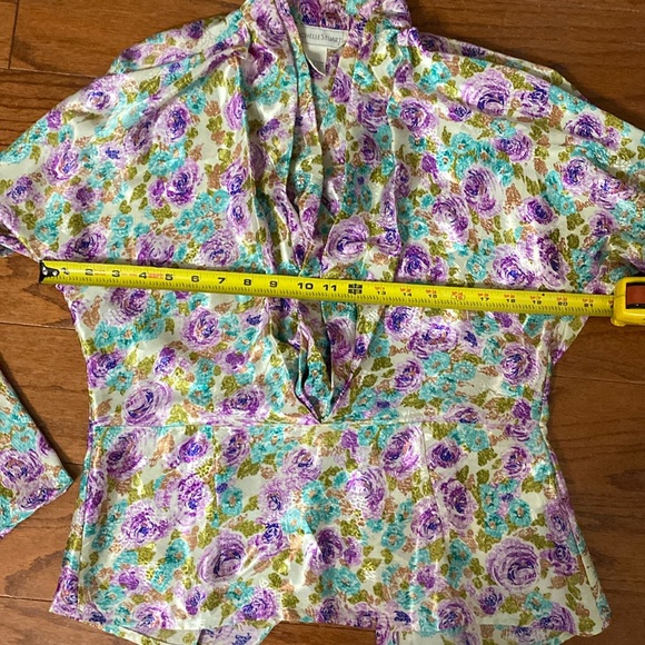 Vintage Michelle Stuart Purple/Blue floral blouse- size 10 - Picture 9 of 10